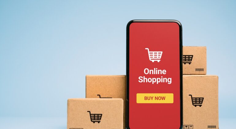 A-mobile-phone-showing-an-online-shopping